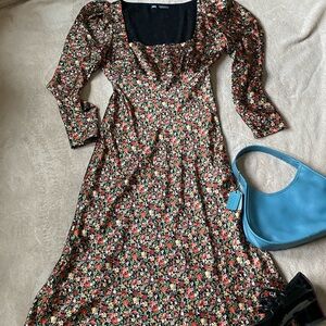 Zara Pink and Red Bishop Sleeve Sundress